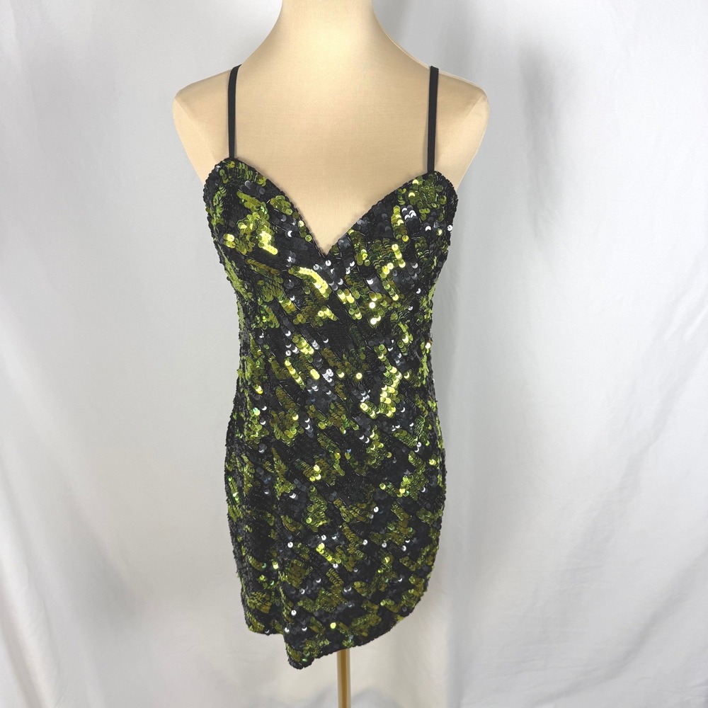 Miss Selfridge Premium Sequin Houndstooth Cami Mini Dress NWT Indie Sleaze Glam